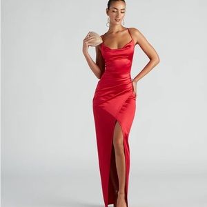 Satin High Slit Formal Dress